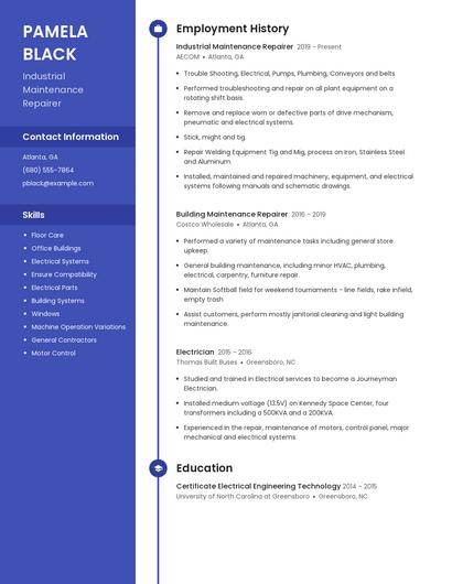 Industrial Maintenance Repairer Resume