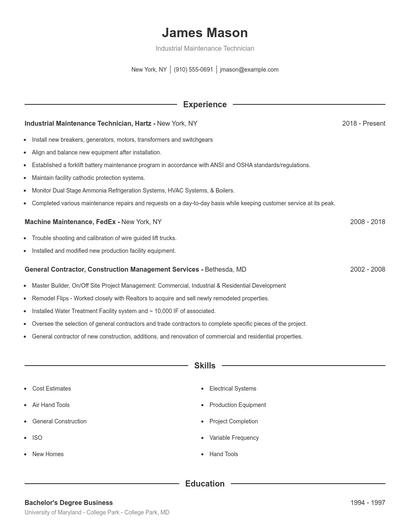 Resume example 1