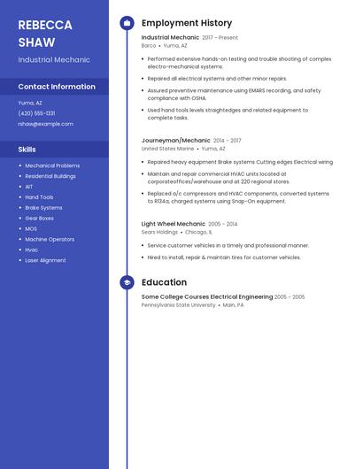 Industrial Mechanic Resume