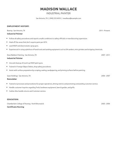 Industrial Painter Resume