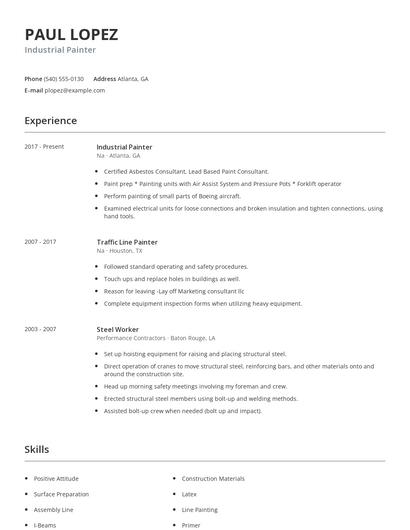 Industrial Painter Resume
