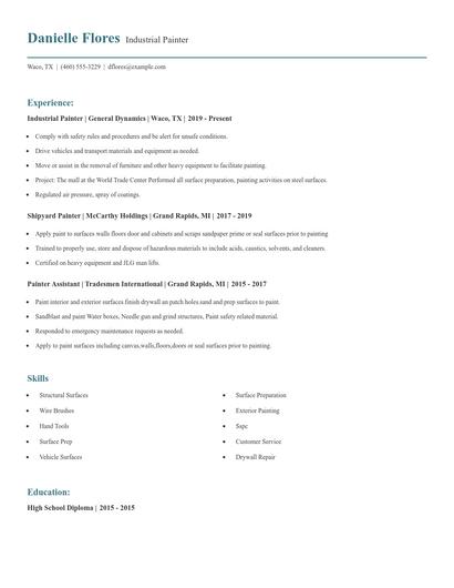 Industrial Painter Resume