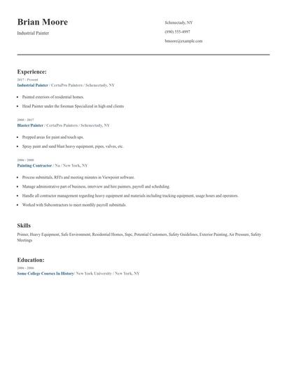 Industrial Painter Resume