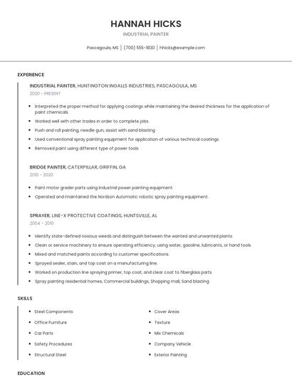 Industrial Painter Resume