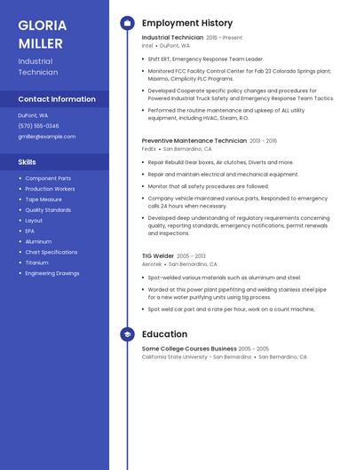Industrial Technician Resume