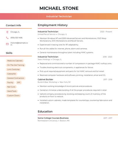 Industrial Technician Resume