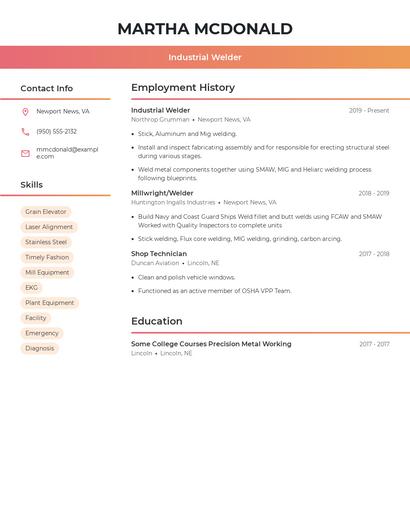 Industrial Welder Resume