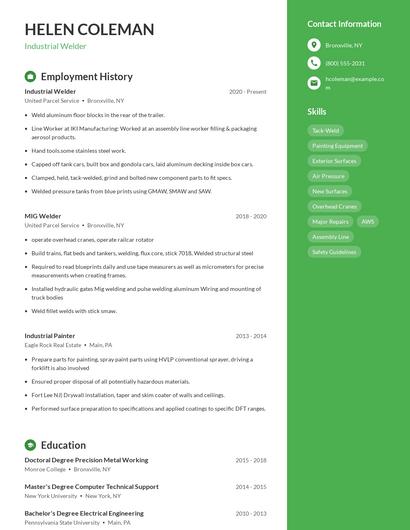 Industrial Welder Resume