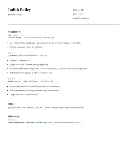 Industrial Welder Resume