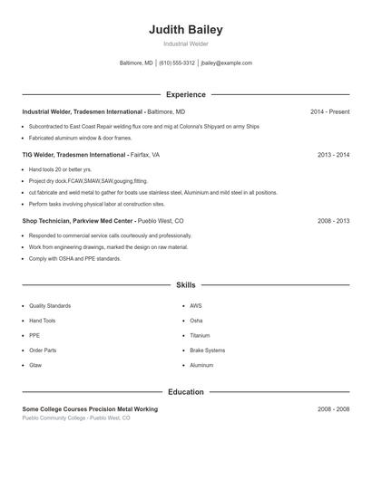 Industrial Welder Resume