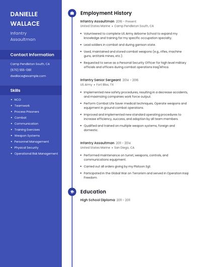 Infantry Assaultman Resume