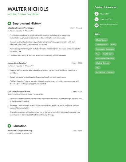 Infection Control Practitioner Resume