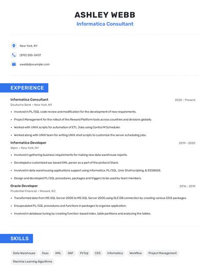 Informatica Consultant Resume