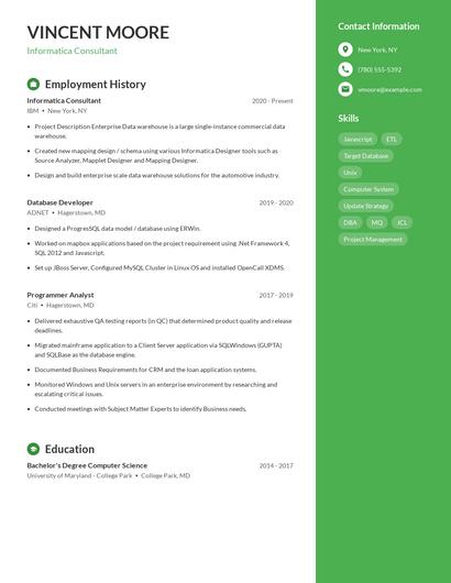 Informatica Consultant Resume