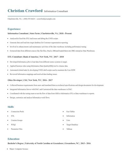 Informatica Consultant Resume