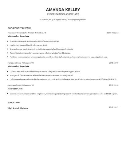 Information Associate Resume