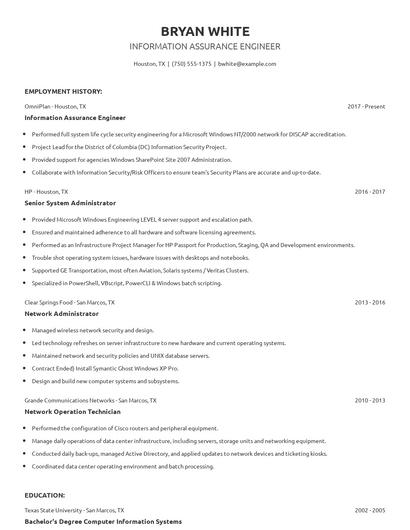 Information Assurance Engineer Resume