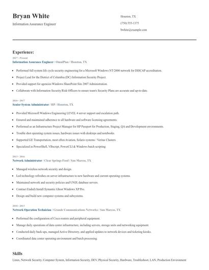 Information Assurance Engineer Resume