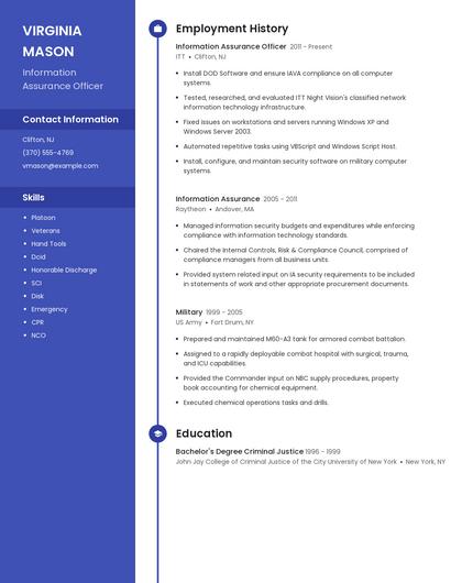 Information Assurance Officer Resume