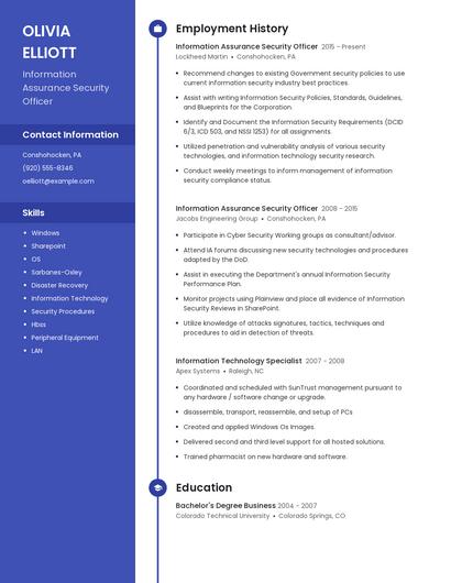 Information Assurance Security Officer Resume