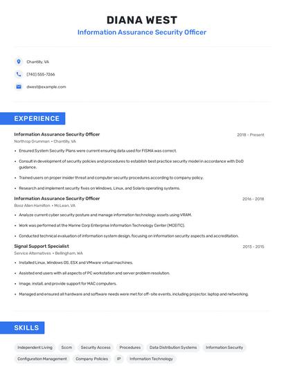 Information Assurance Security Officer Resume