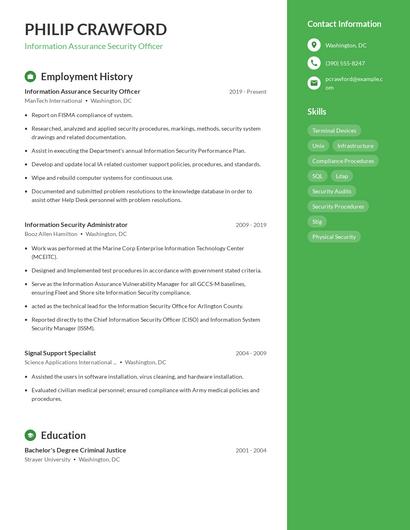 Information Assurance Security Officer Resume