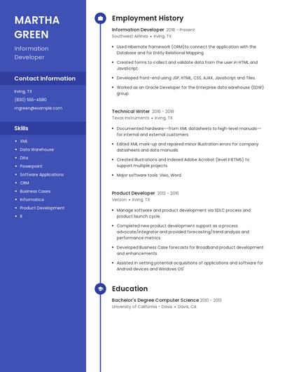 Information Developer Resume