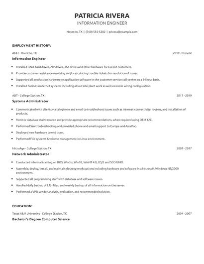 Information Engineer Resume