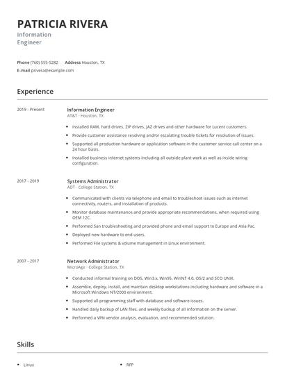 Information Engineer Resume