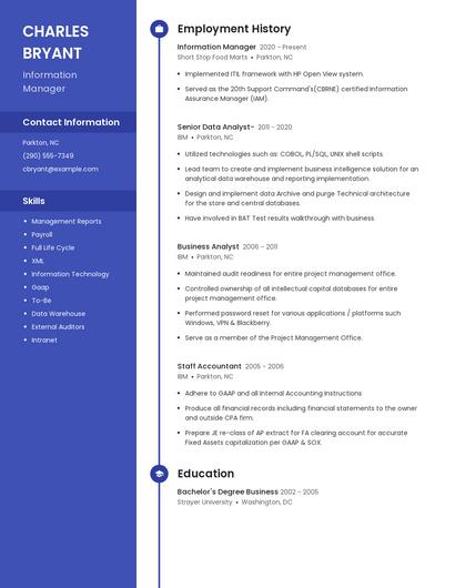 Information Manager Resume