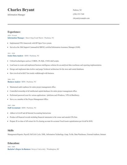 Information Manager Resume