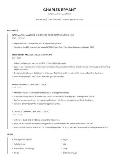 Information Manager Resume