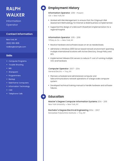 Information Operator Resume