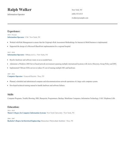 Information Operator Resume