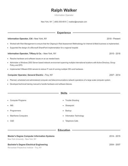 Information Operator Resume