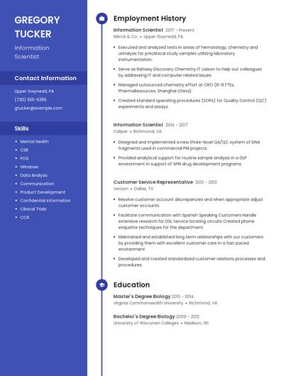 Information Scientist Resume