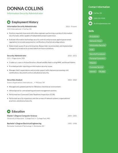 Information Security Administrator Resume