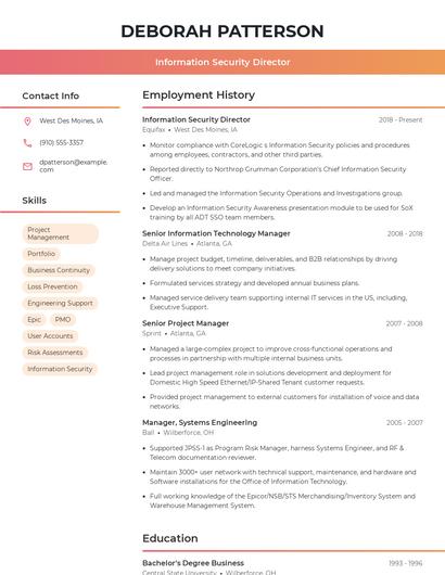 Information Security Director Resume