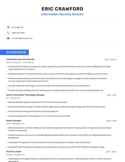 Information Security Director Resume