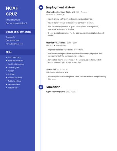 Information Services Assistant Resume