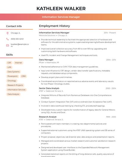 Information Services Manager Resume