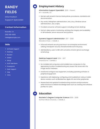 Information Support Specialist Resume