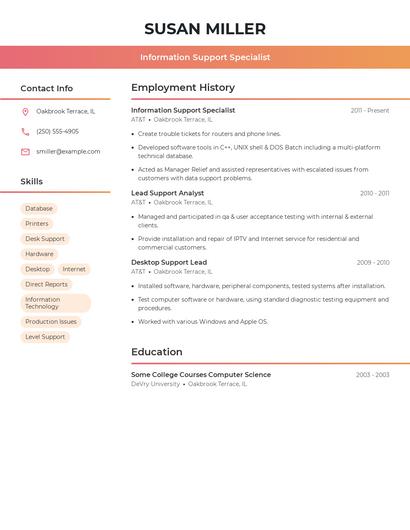 Information Support Specialist Resume