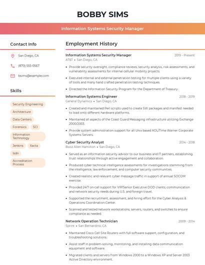 Information Systems Security Manager Resume
