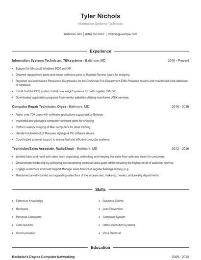 Resume example 1