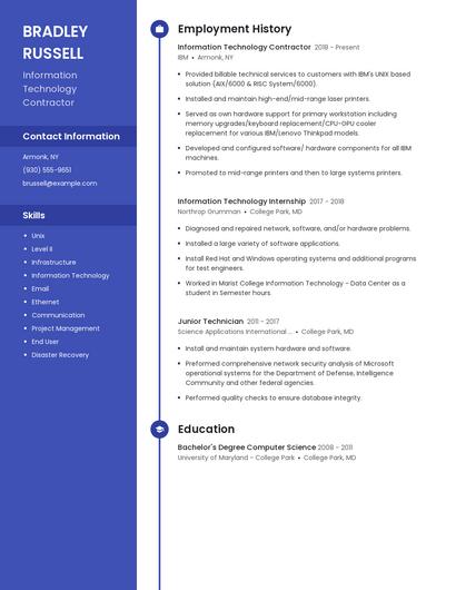 Information Technology Contractor Resume