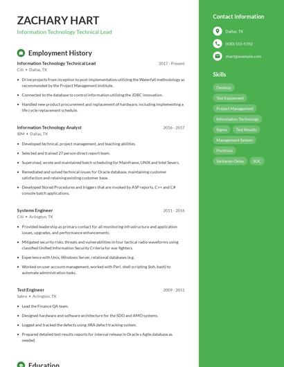 Resume example 5