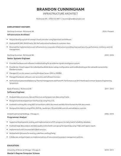 Infrastructure Architect Resume