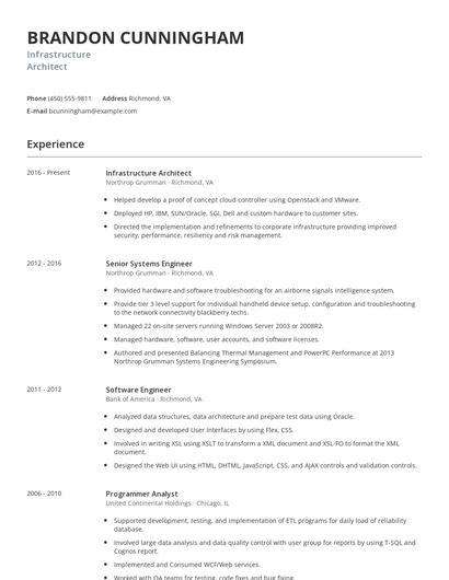 Infrastructure Architect Resume