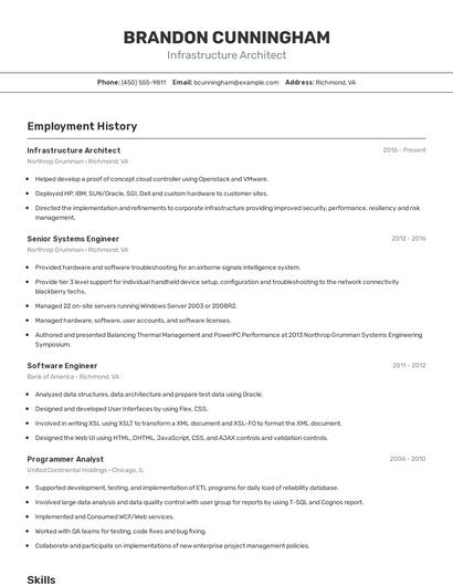 Infrastructure Architect Resume